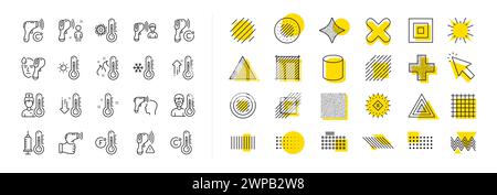 Temperature line icons. Thermometer, Check body temperature, Fever diagnostic. Coronavirus control Vector Stock Vector