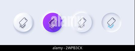 Smartphone falling line icon. Phone crash sign. Mobile device. Line icons. Vector Stock Vector