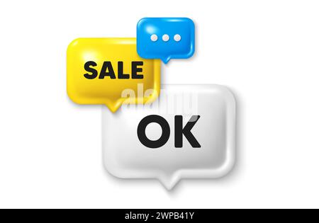 OK text tag. Approved okay message. Discount speech bubble offer 3d icon. Vector Stock Vector