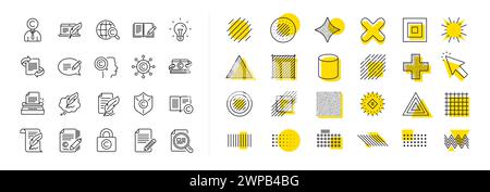 Copywriting line icons. Copyright, Typewriter. Design elements. Vector Stock Vector