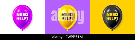 Need help symbol. Support service sign. Birthday balloons 3d icons. Vector Stock Vector