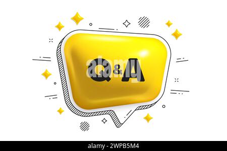 Questions and answers icon. Answer question sign. Chat speech bubble 3d icon. Vector Stock Vector