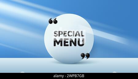 Special menu tag. Kitchen food offer. Circle frame, product stage background. Vector Stock Vector