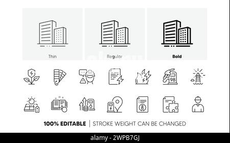 Eco power, Solar panel and Engineer line icons. For web app, printing. Line icons. Vector Stock Vector