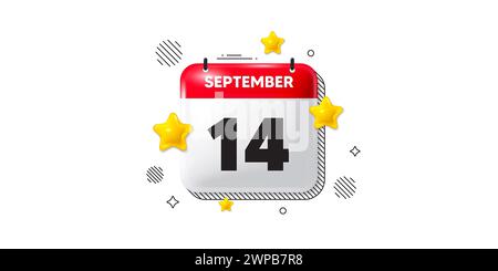 14th day of the month icon. Event schedule date. Calendar date of September 3d icon. Vector Stock Vector