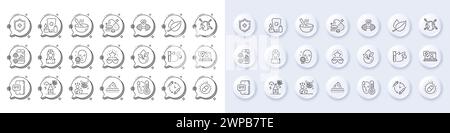 Sunscreen, Vaccination schedule and Alcohol addiction line icons. For web app, printing. Line icons. Vector Stock Vector