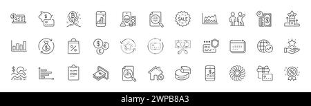 Calendar, Mobile finance and Parking payment line icons. For web app, printing. Line icons. Vector Stock Vector
