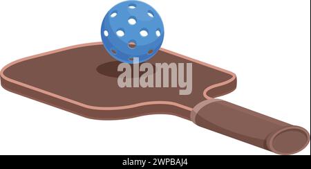 Paddle ball racquet icon cartoon vector. Wiffle ball. Sphere holes Stock Vector