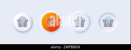 Coal trolley line icon. Mine wagon sign. Line icons. Vector Stock Vector