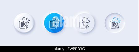 Parking with video monitoring line icon. Car park sign. Line icons. Vector Stock Vector