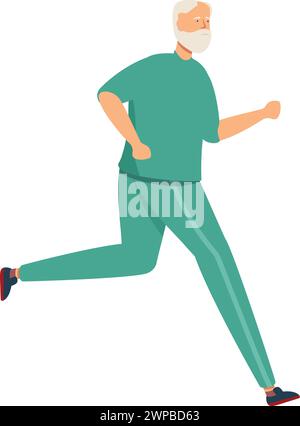 Grandpa morning run icon cartoon vector. Running workout. Mature life sport Stock Vector