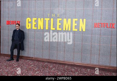 London, UK. March 5th, 2024. Theo James attends THE GENTLEMEN UK Series Global Premiere Arrivals at Theatre Royal, Drury Lane on March 05, 2024 in London, UK.  Credit: S.A.M./Alamy Live News Stock Photo
