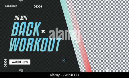 Flat gym class youtube thumbnail template Stock Vector