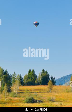 hot air balloon over the Rothenthurm moor, Switzerland, Schwyz Stock Photo