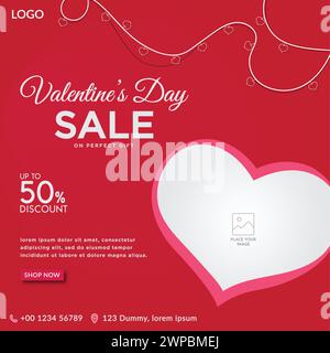 Valentine's day sale post or banner, social media post template Stock Vector