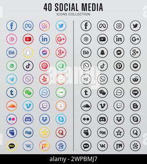 Social media icons set vector template Stock Vector