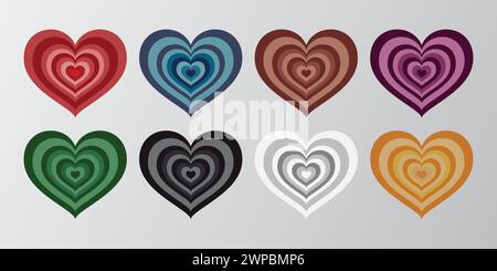 Set of heart shapes in different colors Stock Vector