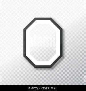 Realistic photo frame isolated on transparent background, empty picture frame, vector frame photo Stock Vector