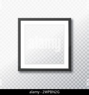 Realistic photo frame isolated on transparent background, empty picture frame, vector frame photo Stock Vector