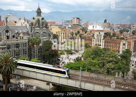 Medellin, Antioquia. Colombia - December 6, 2023. Metro system with a long route of 26 km with 21 stations and a duration of 40 minutes in total. Stock Photo