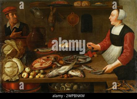 In a third kitchen; Schooten, Floris Gerritsz. VAN (CA 1585/1588-1656); 1 PO. XVII century (1600-00-00-1650-00-00);kitchens, painting, Dutch painting, kitchen interiors Stock Photo