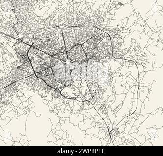 Vector City Road Map of Tirana, Albania data from Openstreetmap Stock Vector