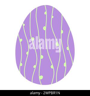 Egg with green sprouts or lines, Easter holiday design element, vector illustration Stock Vector
