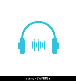 Headphones icon. From blue icon set. Stock Vector