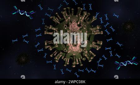 3d rendering of IgA molecules neutralize or block the activity of virus ...