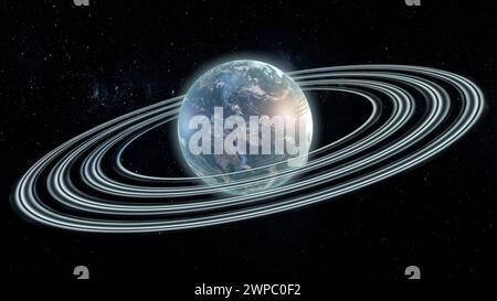 3d rendering of Rings around exoplanets Stock Photo