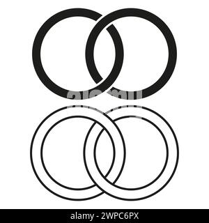 Icon interlocking circles. Unity simplicity symbol. Elegance in design. Vector illustration. EPS 10. Stock Vector