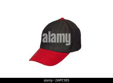 Black and red baseball cap isolated on white background Stock Photo