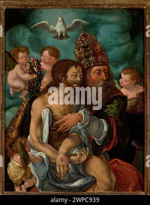Holy Trinity, God the Father with a tiara on the head, with Christ on ...