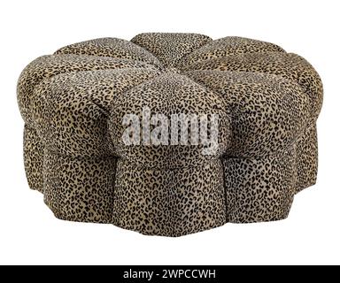 Ottoman leopard print fabric round shape with clipping path. Stock Photo