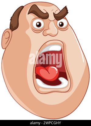Cartoon illustration of a man with an angry expression. Stock Vector