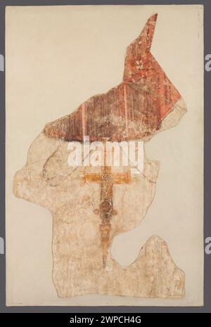 A small fragment from Faras, Sudan depicts the lower part of Christ and the cross, part of wall paintings uncovered by Polish excavations, dating to circa 1005-1036. Stock Photo