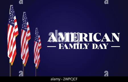 American Family Day Stylish Text With Usa Flag illustration design Stock Vector