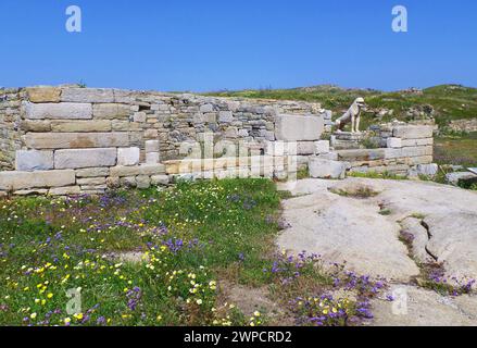 Terrace of the Lions, the famous symbol of Archaeological Site of Delos ...