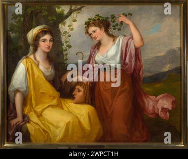 Domenica Morghen and Maddalena Volpato as a musical tragedy and comedy; Kauffmann, Angelica (1741-1807); 1791 (1791-00-00-1791-00-00);Painting (allegory), English painting, masks, music, allegorical scenes, scenes against the background of landscape, purchase (provenance) Stock Photo