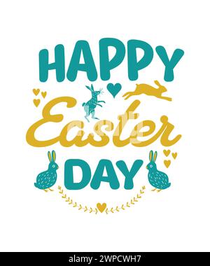 Easter Day T-Shirt Design, Easter Bunny Vector Design Stock Vector