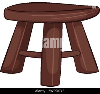 Vector graphic of a three-legged wooden stool Stock Vector