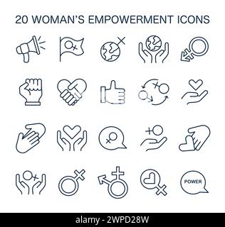 Women's empowerment icons set. A comprehensive collection capturing ...