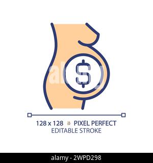 Surrogate pregnant woman RGB color icon Stock Vector