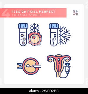 Genetic material freezing RGB color icons set Stock Vector