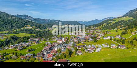 Idyllic autumn atmosphere near Riezlern in the Kleinwalsertal enclave in Vorarlberg Stock Photo