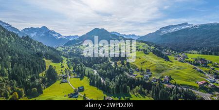 Idyllic autumn atmosphere near Riezlern in the Kleinwalsertal enclave in Vorarlberg Stock Photo