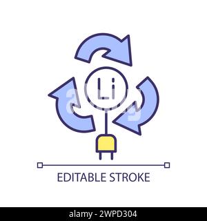 Lithium batteries usability RGB color icon Stock Vector