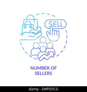 Number of sellers blue gradient concept icon Stock Vector