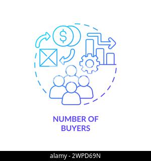 Number of buyers blue gradient concept icon Stock Vector