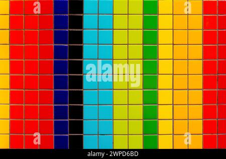 Abstract and vibrant background made from a mosaic of small, multicolored tiles. Stock Photo